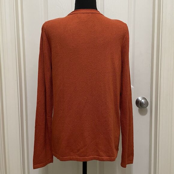 Christopher & Banks Button Up Cardigan V-Neck‎ Lightweight Orange Women's Small - Picture 4 of 7